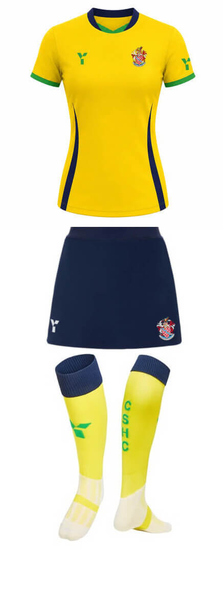 Alternate kit - yellow shirts, navy shorts or skirts, yellow socks